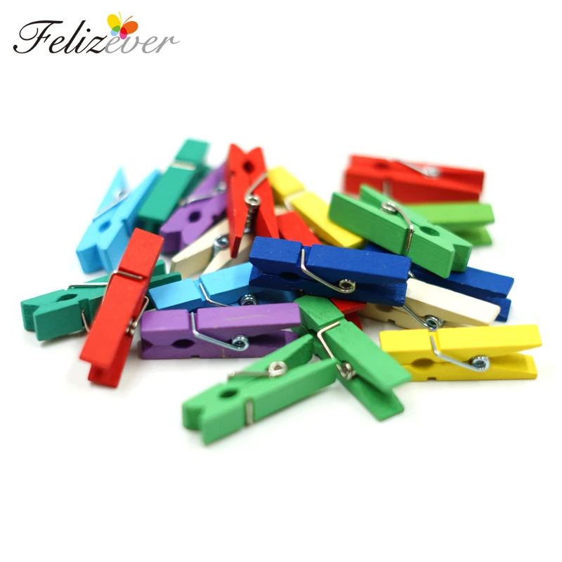 24 PCS Wood Clip for Party Backgroud Decoration Photo Wall Goodie Bag Clip Children Birthday Party Supplies Kindergarten Deco