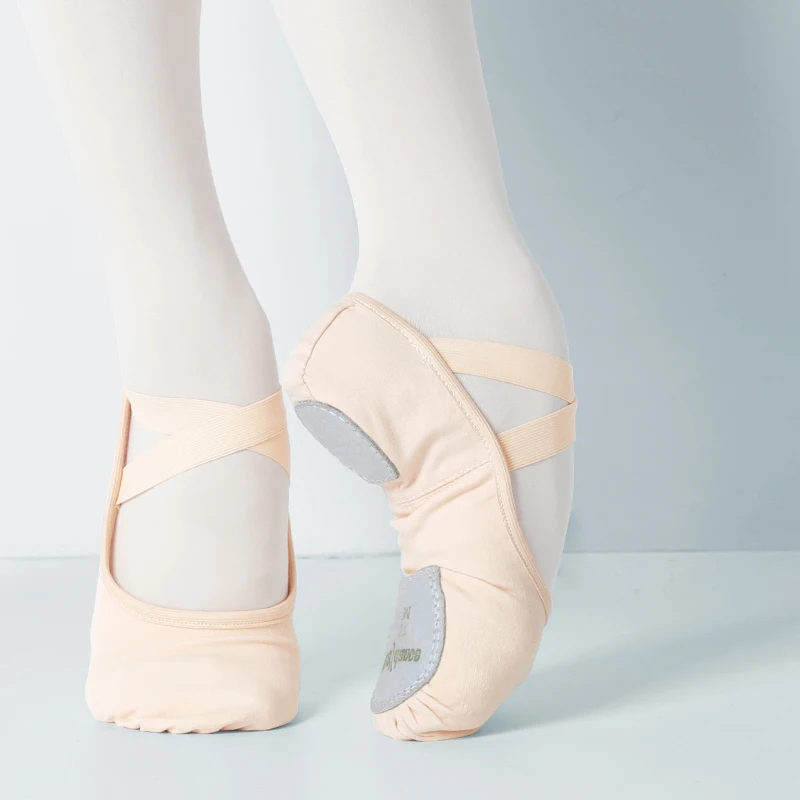 Zapatos de Ballet para niña, zapatillas de baile para mujer, zapatos de baile de lona de alta elasticidad, suela dividida, zapatos de práctica sin cordones