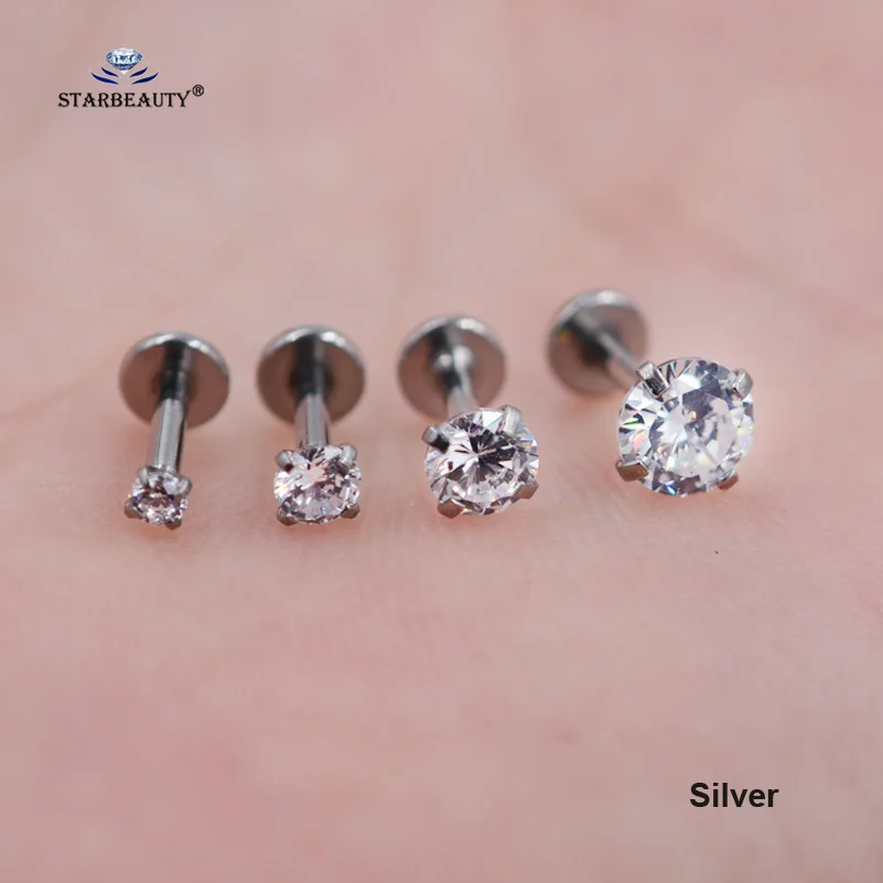 Top 4 pcs/lot 1.2x6mm Bright Bijoux Nose Piercing Labret Lip Ring Nostril Piercing Oreja Pircing Tragus Piercing Helix Nose Ring