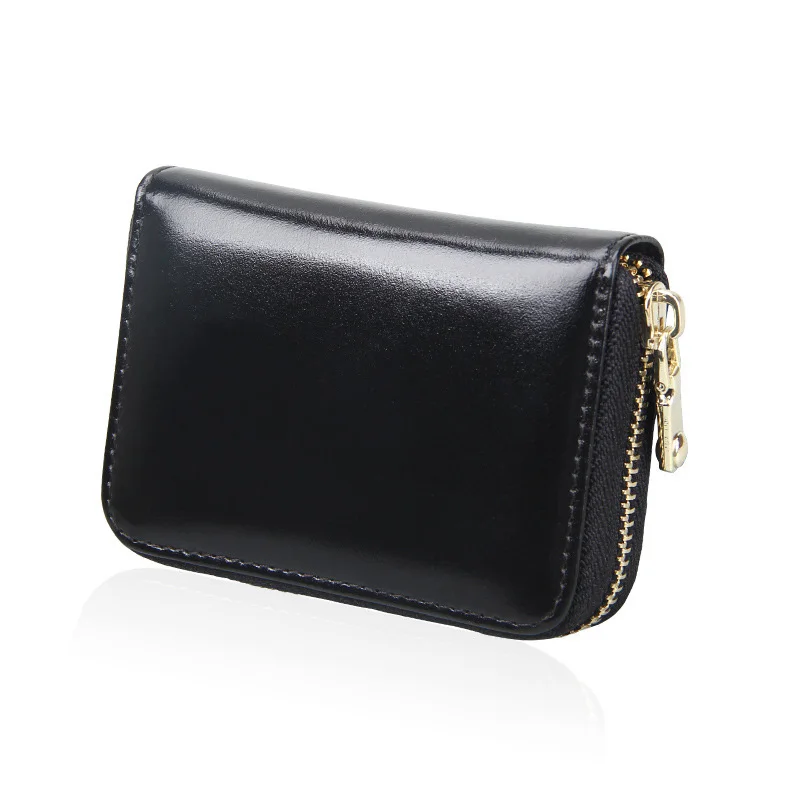 Porte-cartes en cuir véritable avec blocage RFID pour femme, porte-cartes à fermeture éclair, portefeuille à la mode, porte-cartes de gardien 007, petit sac à main