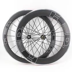 Newest 700C front 60mm rear 80mm clincher rims Road bike matte 3K carbon bicycle wheelset with alloy brake surface