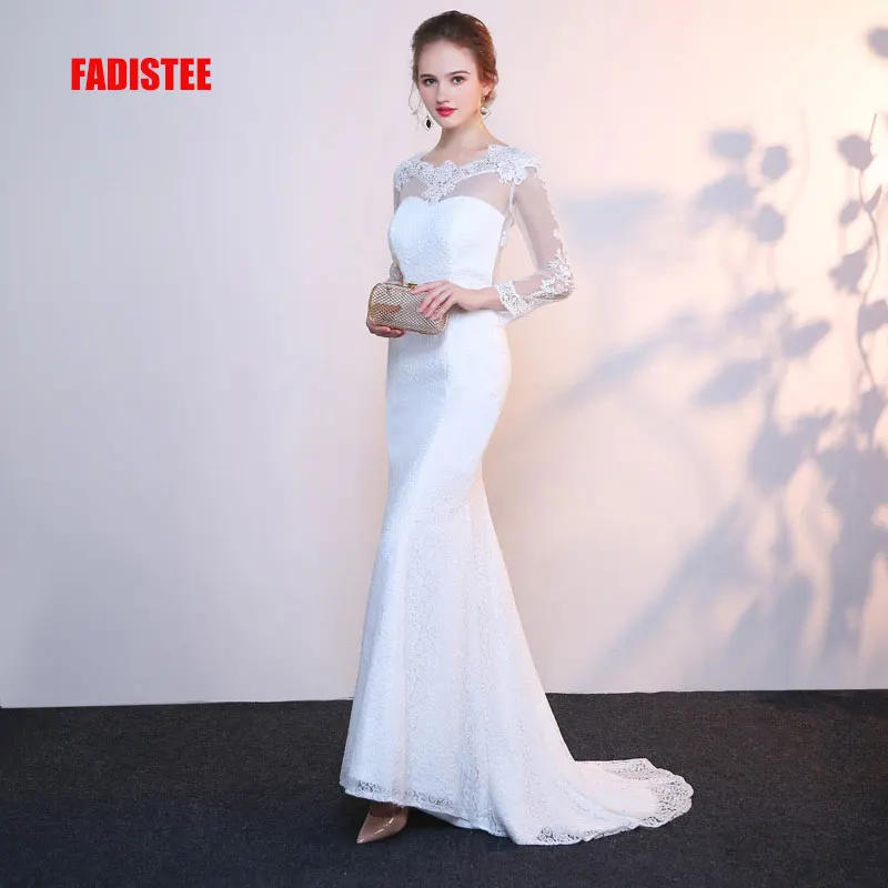 

FADISTEE New arrival Gorgeous style dress evening dresses lace mermaid full sleeves gown prom sexy backless style scoop neck