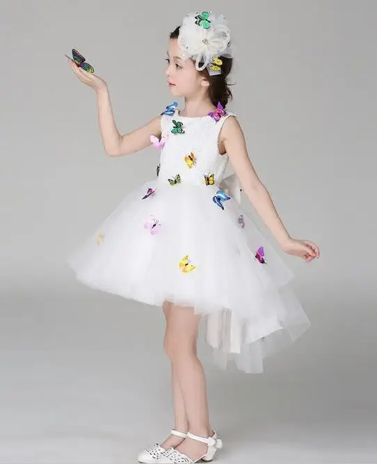 Kids Infant Girl Flower Butterfly Dress Children Bridesmaid Toddler Elegant Dress Pageant Vestido Infantil Tulle Formal Party Dr