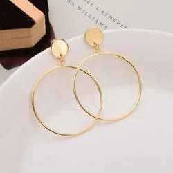 New Fashion Round Dangle Earrings for Women Big Circle Pendants Drop Earrings European Exaggerated Ear Accessories Wholesale