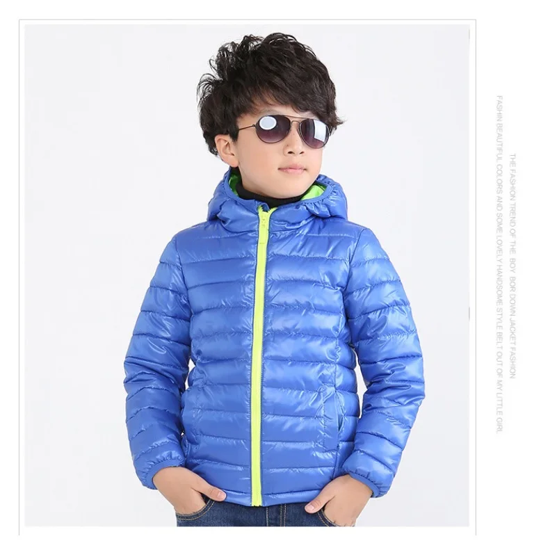 Solid Children Down Jacket Hoodies boy Coat Kids Parkas Boys Cotton-padded jacket 5-8Years Children's Winter Clothes