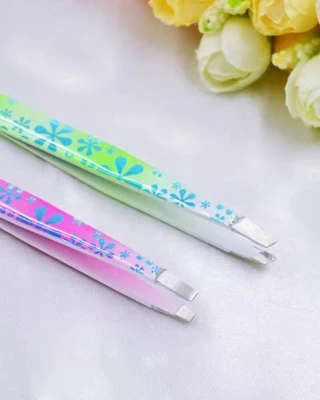 แหนบคิ้วแบน Slant Tip Eyebrow Tweezer Hair Remover ขนตาปลอมคลิป Facial สําหรับใบหน้าจมูกแต่งหน้าเครื่องมือความงามขาย