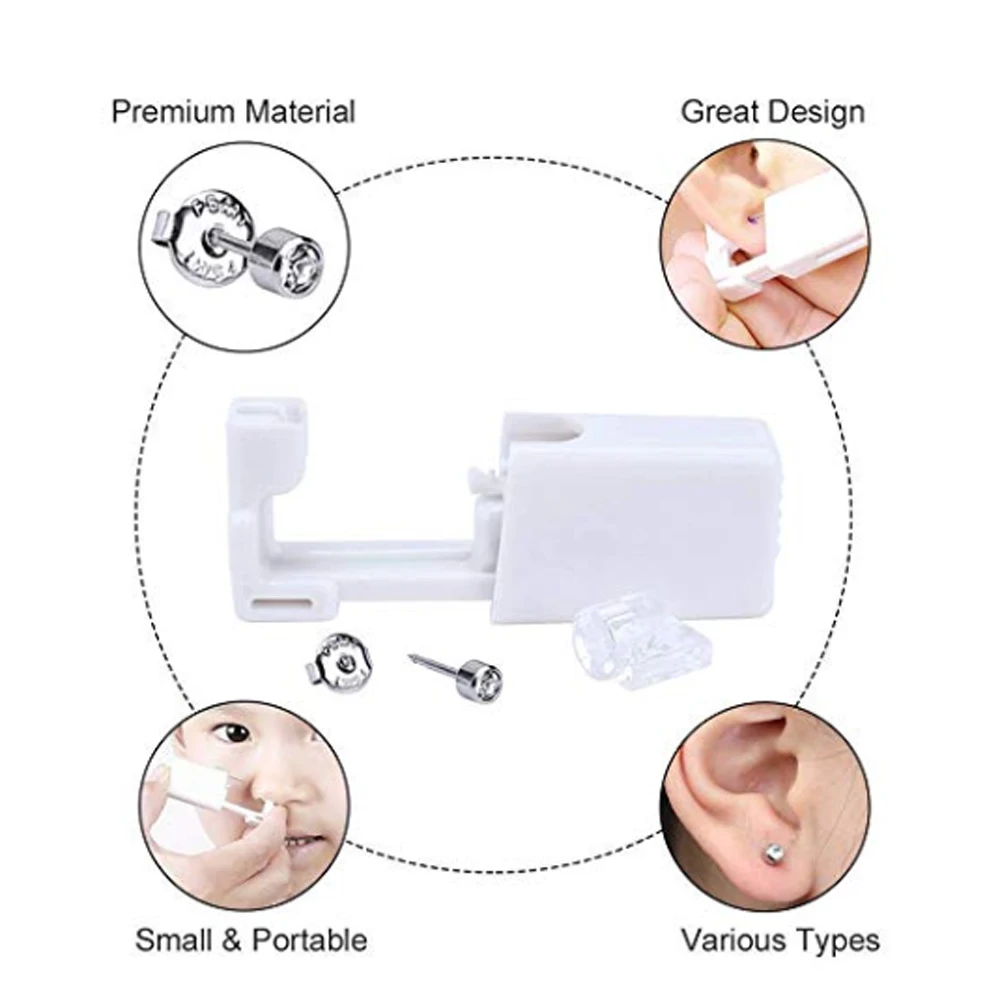 1PC Disposable Self Ear Piercing Gun Sterile Cartilage Tragus Helix Piercing Unit NO PAIN Piercer Tool Machine Kit With Stud