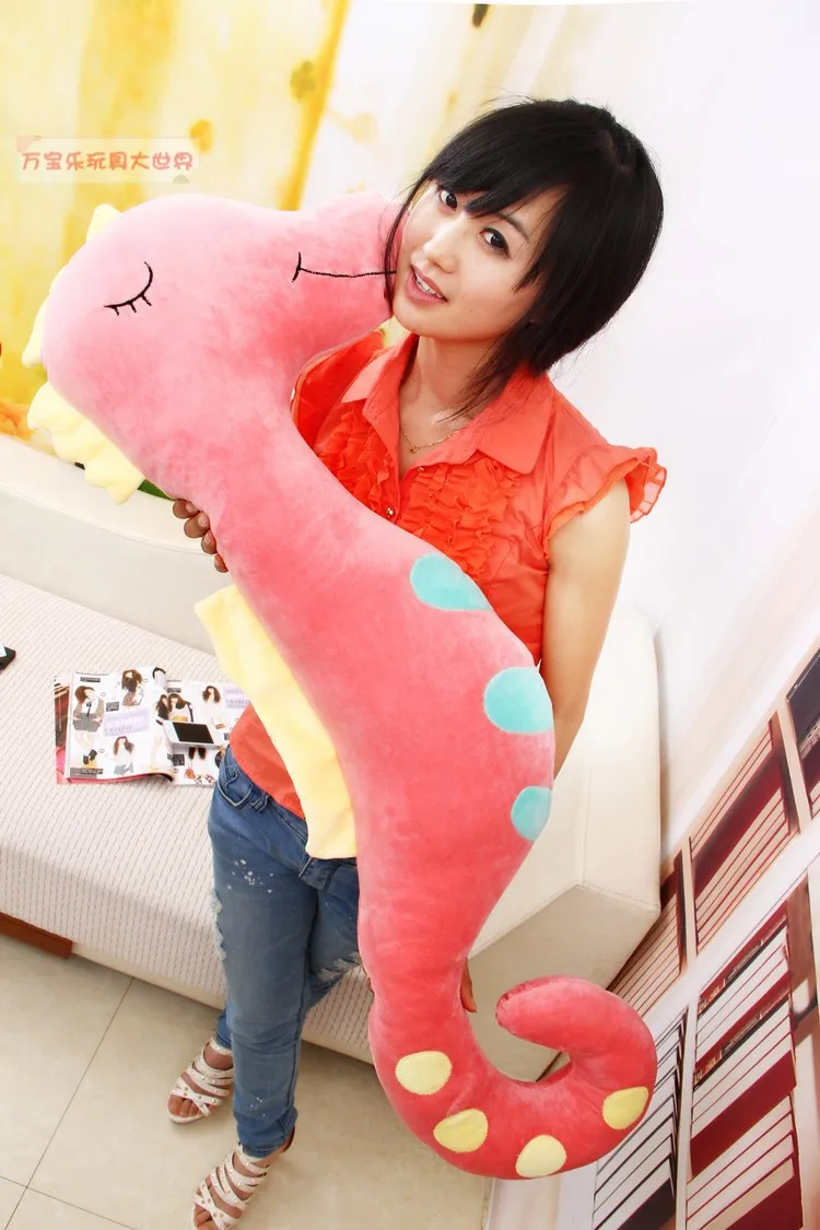 lovely plush pink sea horse toy the cartoon sea horse soft big stuffed toy about 140cm