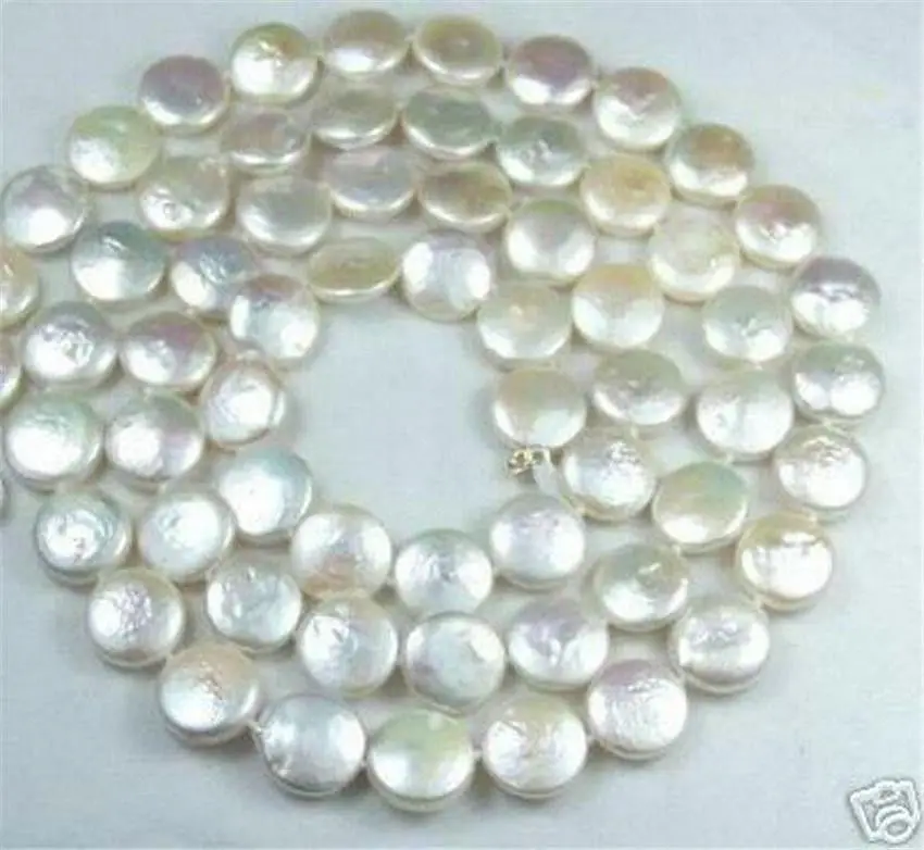 

100% Brand New High Quality Fashion Picture>> 11-12MM White Coin Real Natural Pearl Jewelry Gorgeous Necklace 30" AAA