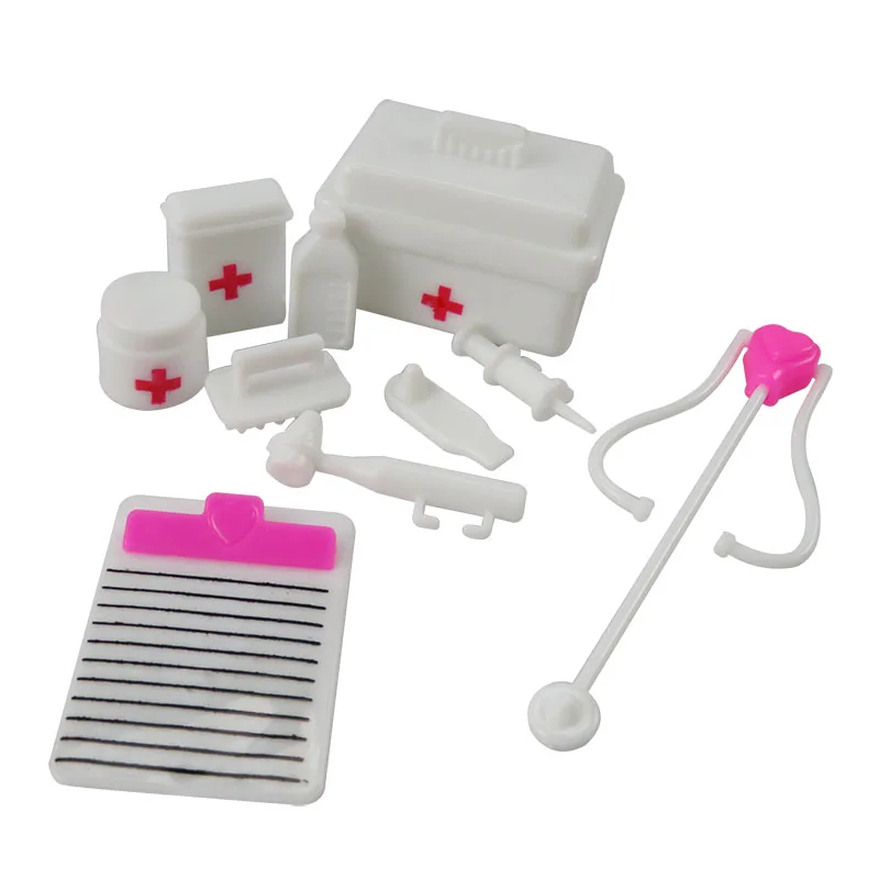 Juego de 15 unids/set de accesorios para muñecas, Kit médico para casa de juegos, instrumentos para enfermeras y médicos, juguetes para niñas, suministros para muñecas