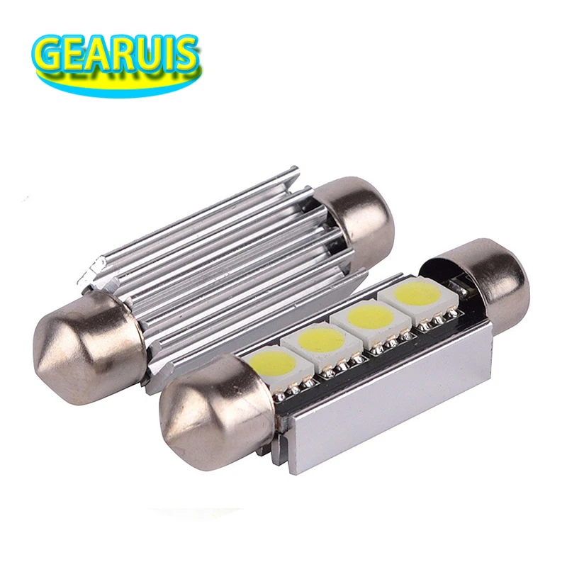 10pcs/lot Canbus C5W Festoon Dome Light  41mm / 42mm 4 SMD 5050 4SMD LED NO ERROR WHTE DC12V