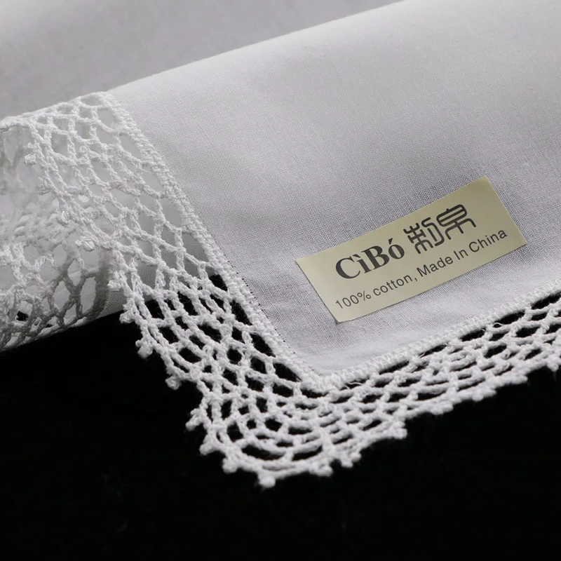 

D001: White cotton 10 pieces lace handkerchiefs blank crochet hankies for women/ladies wedding gift