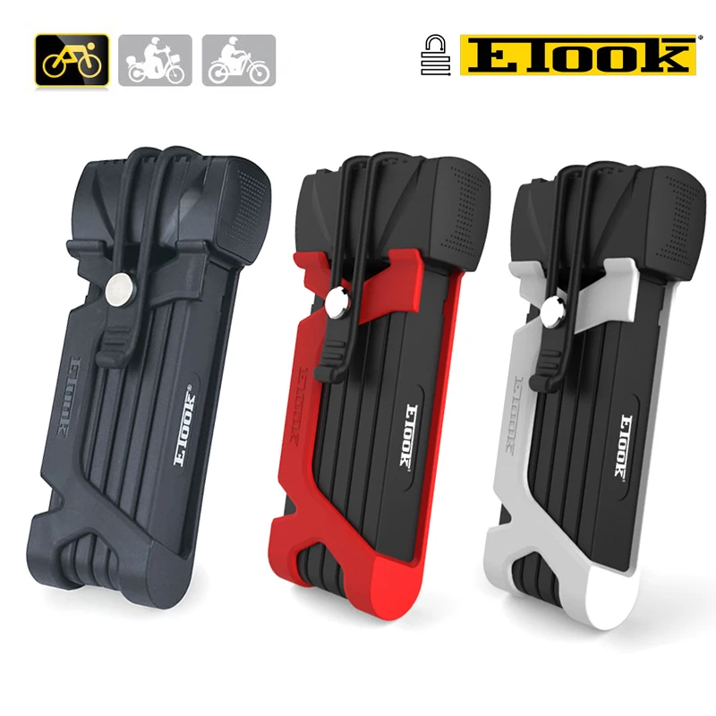 

ETOOK Alloy Steel Pro Anti-shear Bike Folding Lock 850mm Portable Bicycle Motorcycle Scooter Folding key Lock Frame Mount Fixing