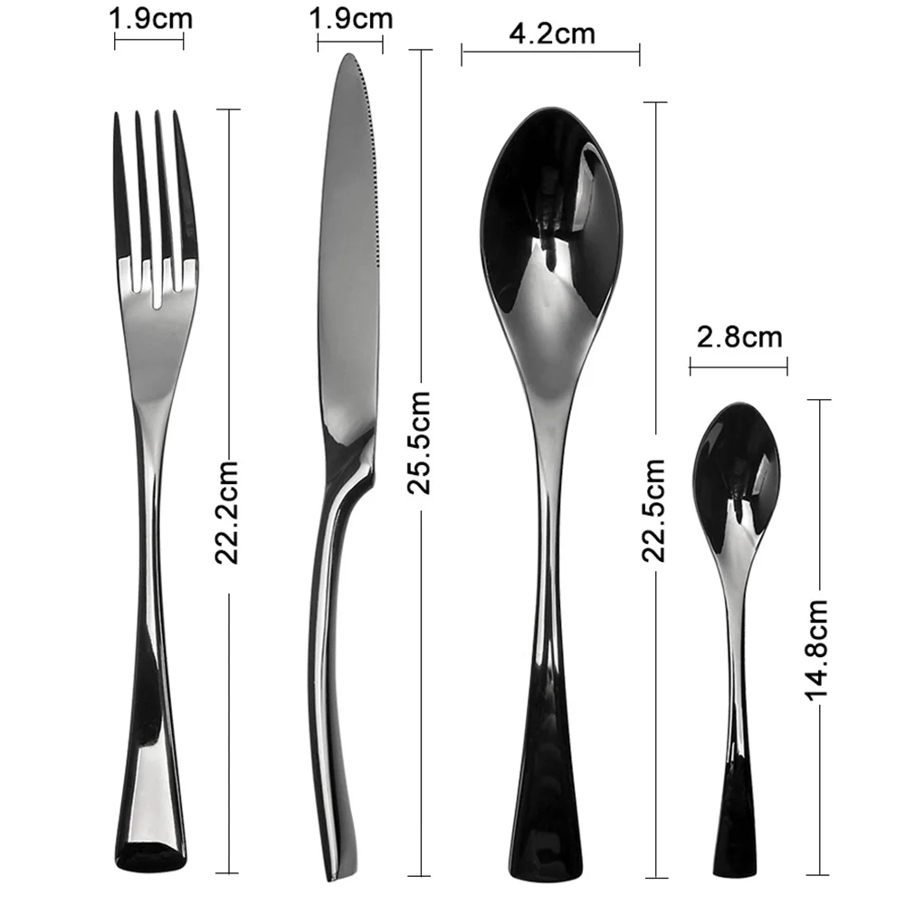 lekoch 24Pcs/set Stainless Steel Black Cutlery Set Dinnerware Tableware Silverware Sets Dinner Knife and Fork wholesale