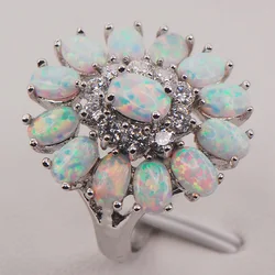 White Fire Opal Australia 925 Sterling Silver Woman Jewelry Ring Size 6 7 8 9 10 11 F577