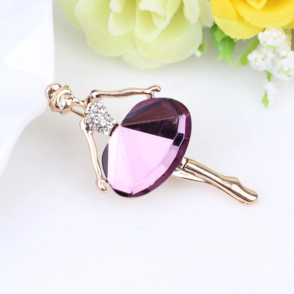 Bonsny Rhinestone Ballet Dancer Girl Brooch For Women Brooches Pin Collar Scarf Decoration New Fashion Jewelry Gift Accessories