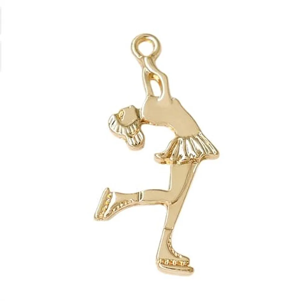 Double Nose zinc alloy skating girl charm figure skating jewelry pendant skate accessory for skater girl