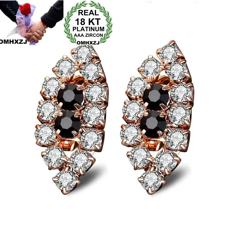 OMHXZJ Wholesale Personality Fashion OL Woman Girl Party Wedding Mixed Colors Lip Zircon 18KT Light Gold Hoop Earrings YE442