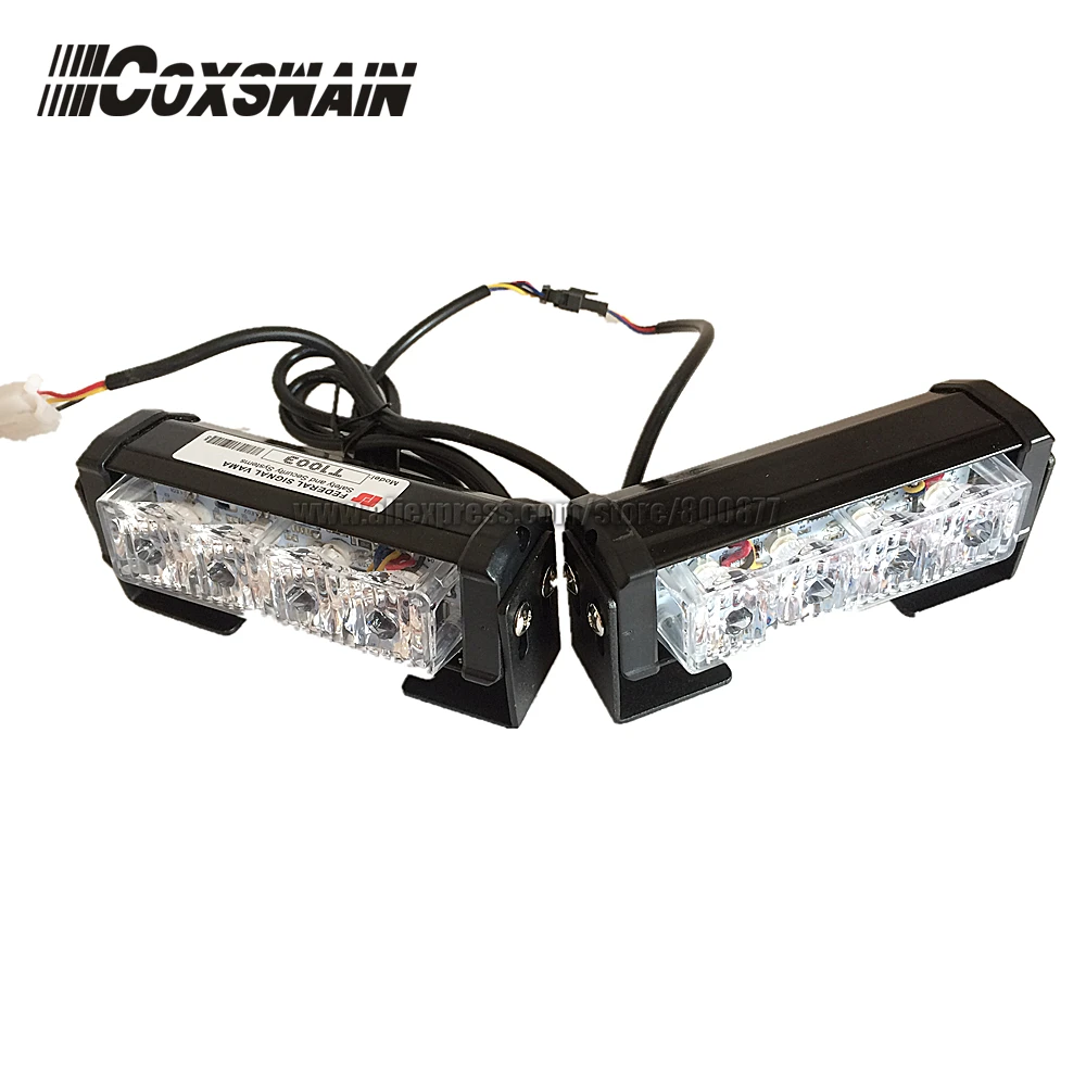 Dual Color 2X4 LED Universal Car Warning Strobe Flash Warning EMS Ambulance Emergency Light, 13 Modes DRL grill light (CS-4D-2)