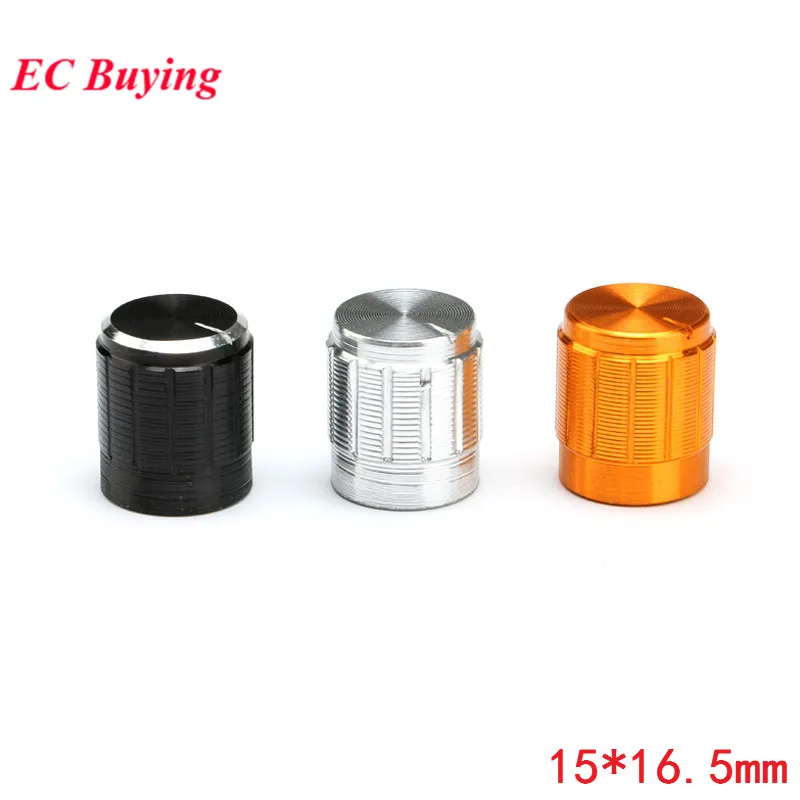 5pcs/lot Potentiometer Knob Aluminum Knobs Cap Diameter 15MM 15x16.5mm Silver Color Colorful Caps Electronic Component