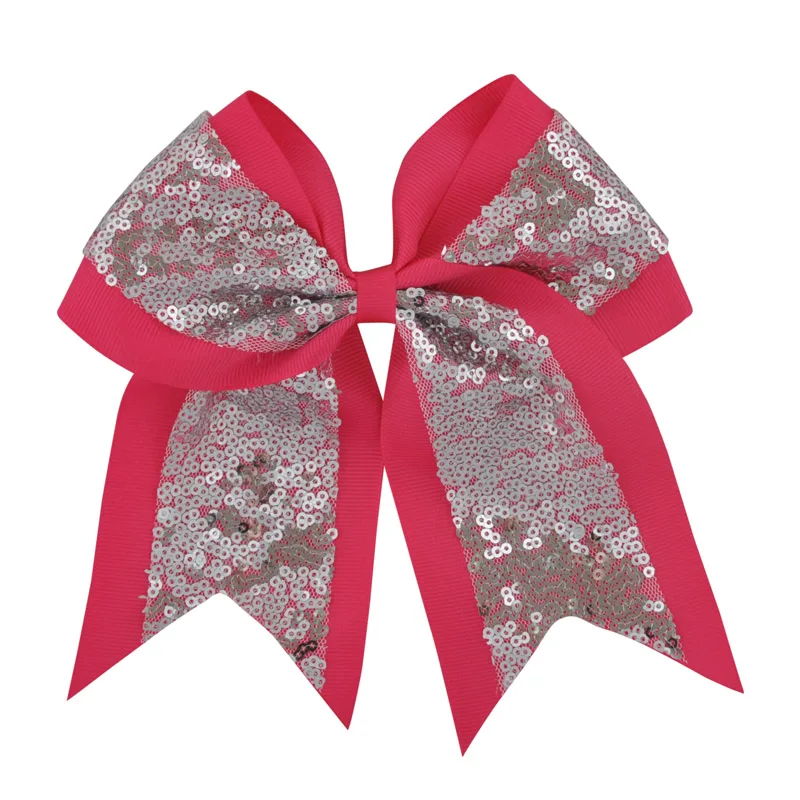 1Pc 8 Inch Fashion Sequin Bows Cheerleading Bow With Clip 2 Color Patchwork Hairpins School Kids Headwear Hair Accessories