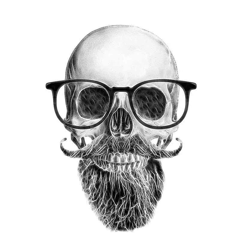 YJZT 11.4CM*15.6CM Funny Car Sticker Skull Mustache Beard Glasses Decal Car Accessories 6-0684