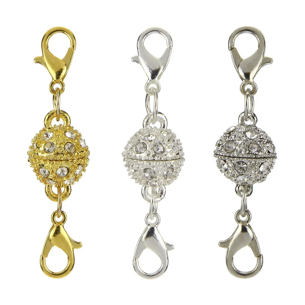 1 Pc Strong Magnetic Clasps For Necklace Bracelet Crystal Stainless Steel Chain Buckle Hook Jewelry Findings with Lobster Clasp