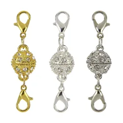 1 Pc Strong Magnetic Clasps For Necklace Bracelet Crystal Stainless Steel Chain Buckle Hook Jewelry Findings with Lobster Clasp