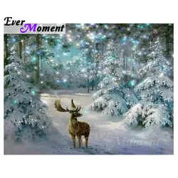 Ever Moment 5D DIY Diamond Painting Deer Elk Diamond Mosaic Picture Of Christmas Trees Gift Home Decor ASF1053