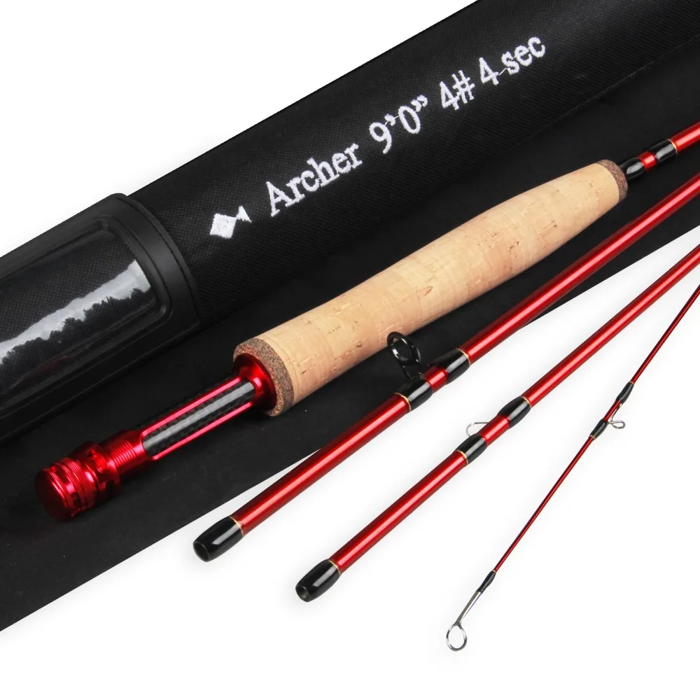 

Archer Fly Fishing Rod Red 4 Section Fishing Tools Fast Action Fly Rod Graphite IM 10/36T Carbon Fiber Stream 9' 4WT 8'4" 3WT