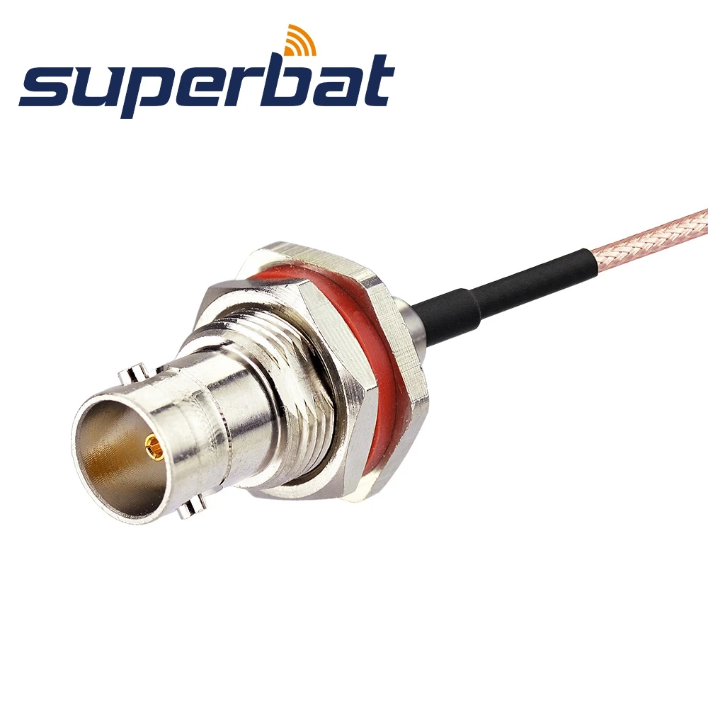 Superbat MCX Male Right Angle to BNC Female Bulkhead O-ring Straight RF Coaxial Cable RG316 15cm