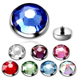 Hot Sale G23 Titanium CZ Crystal Gems Dermal Anchor Top Piercing Skinner Hide-in Diver Head Implants Body Piercing Jewelry