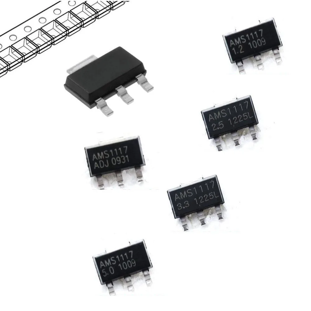 50pcs AMS1117-1.2V / 2.5V / 3.3 V / 5.0V / ADJ  Voltage Regulator LDO SOT-223 Assorted Kit s501