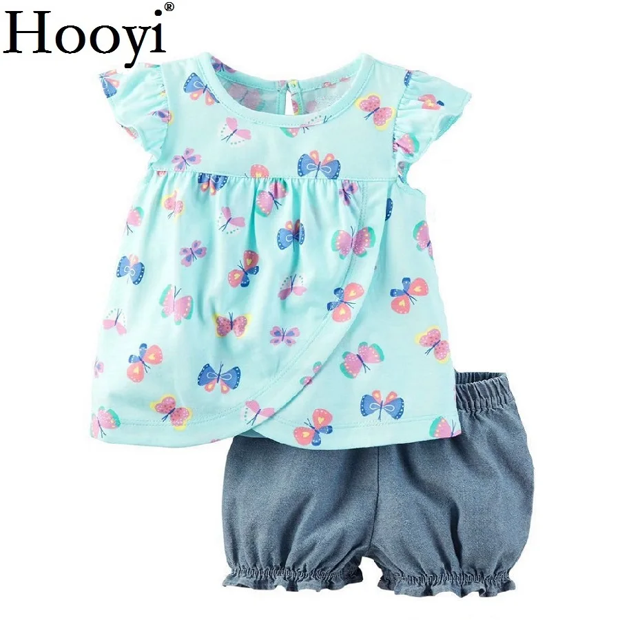 Floral Baby Girls 2-Pieces Clothes Suit Newborn Jumpsuits Girl\'s Blouse Shorts Pants Children Dress Summer Toddler Outfit Cotton