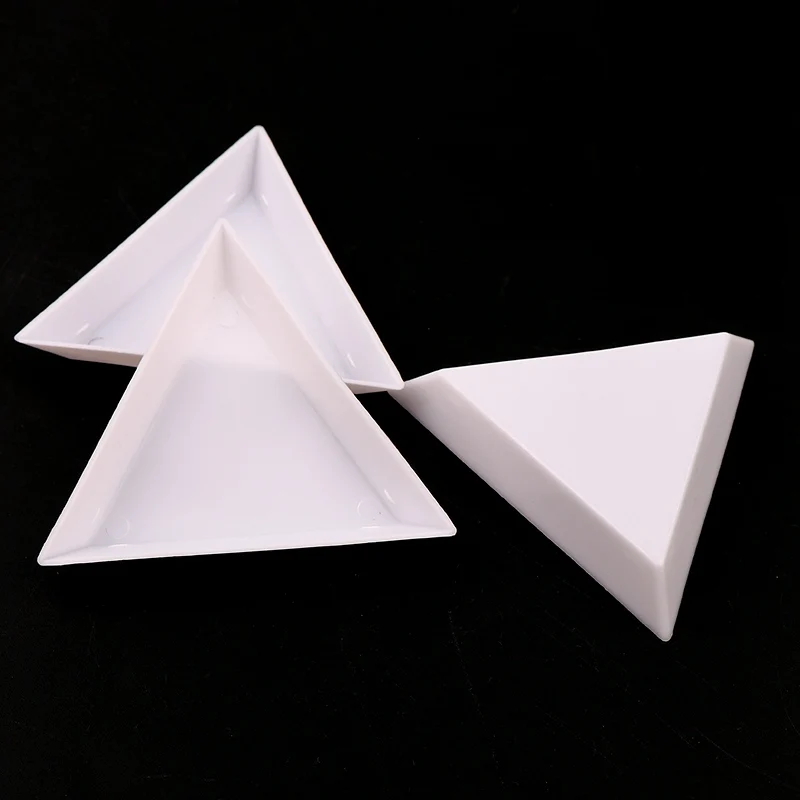 10개 세트 63mm DIY 보관 포장 상자 아크릴 삼각판 네일 아트 라인스톤 트레이 도구 가정용 보관 상자 메이크업 액세서리