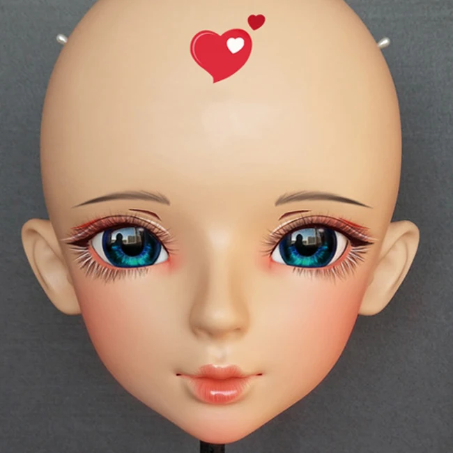 

(Shi-03)Female Sweet Girl Resin Half Head Kigurumi BJD Eyes Crossdress Cosplay Japanese Anime Role Lolita Mask With Eyes And Wig