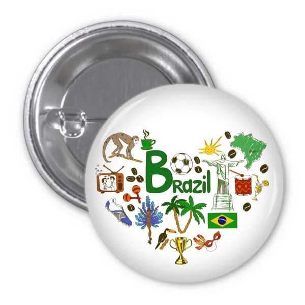 

Brazil Vintage art landmark Illustration Clothes Backpack Decorate Badges Cartoon Sticker Clothing Patche Kid Gift Brooches