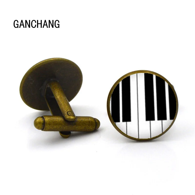 Piano Key Musical Instrument Photo Silver Plated Cufflinks Fashion Accessories Glass Dome Shirt cufflinks for mens cuff links