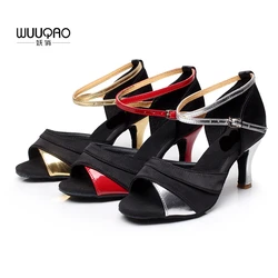 WUUQAO Women's Tango Ballroom Latin Dance Shoes salsa shoes 7cm/5cm heeled Hot Sales High-heeled Dance Shoes Girls