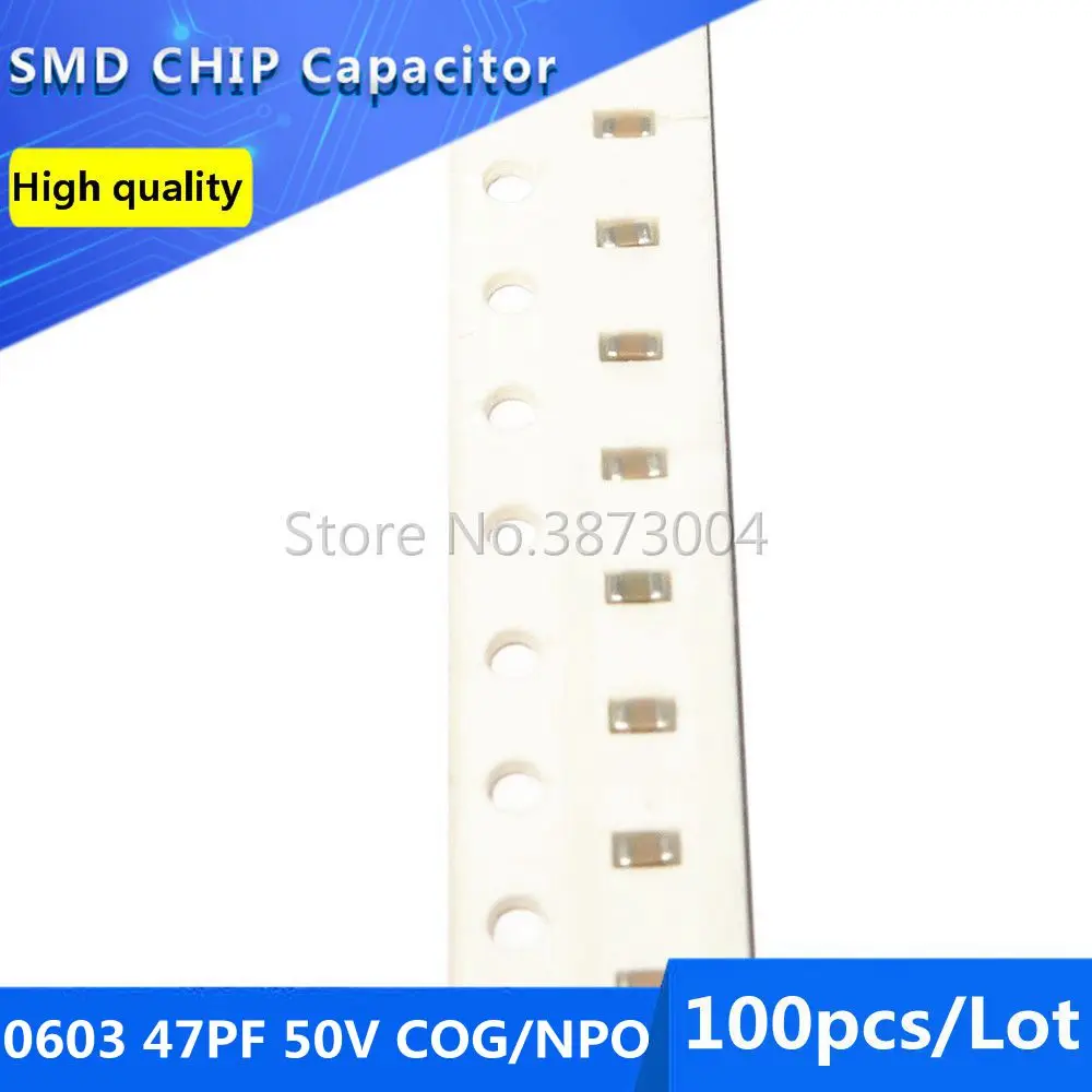 100pcs 0603 47PF 50V COG/NPO 5% SMD Chip Capacitor