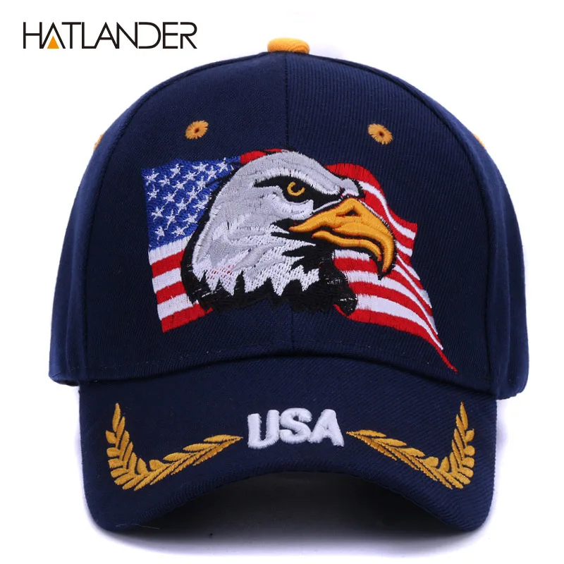 [HATLANDER]2018 Spring summer baseball caps for men outdoor sun hat women embroidery Eagle USA sports hats curved casquette cap