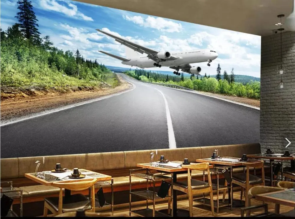 

Custom mural wallpaper 3D road airplane decorative painting background wall