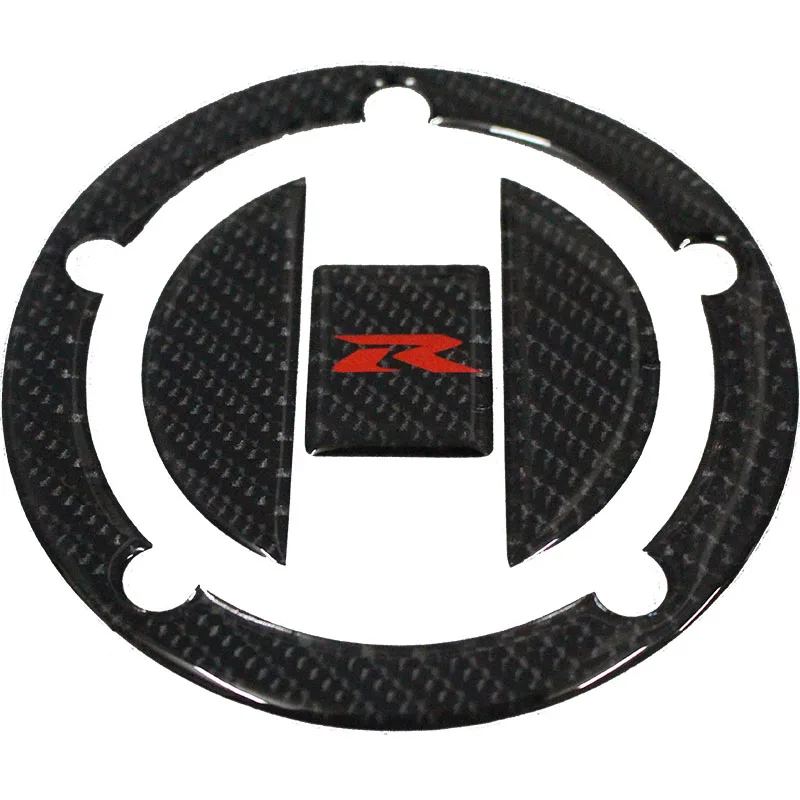 

K-CGTCP-30 3D Carbon Fiber Tank Gas Cap Pad Filler Cover Sticker Decals R LOGO Fit SUZUKI GSXR600 750 1000 1300 03-15