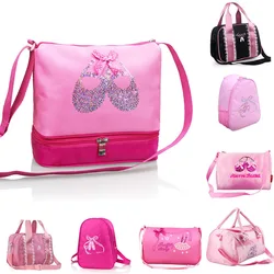 Girls Kids Balle Dance Bag Kawaii Pink Princess Cross Body Bag Cute Ballet Shoulder Bag With Sequin Ballet Shoes