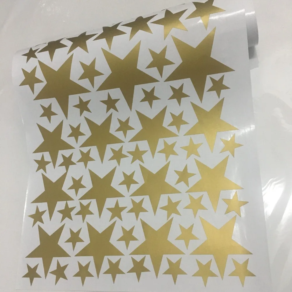 163pcs/set Mixed Size 3-9cm Cartoon Gold Starry Wall Sticker For Kids Child Rooms Decoration Art Mural Cute Stars Wall Decals