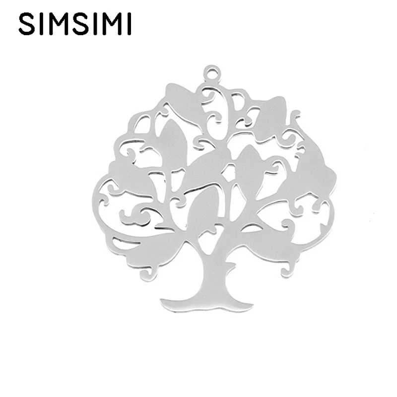 100pcs Simsimi big tree pendants personalized print pendant charms both sides mirror polished Stainless steel pendant wholesale