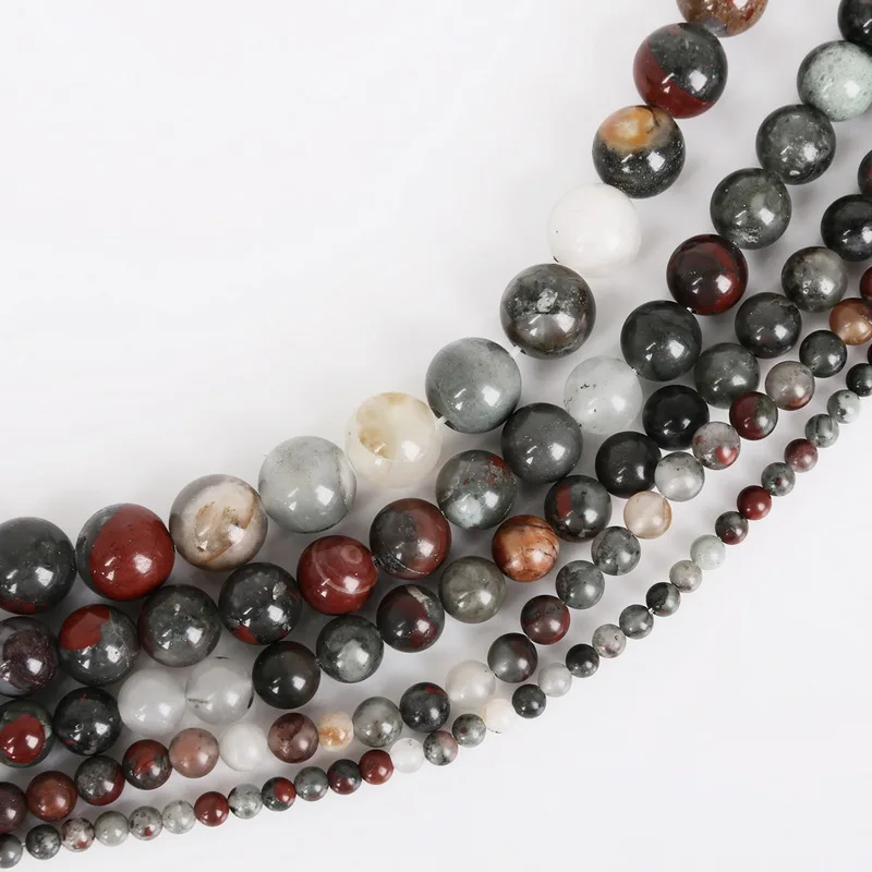 Wholesale Pick 4MM/6MM/9MM/10MM/12MM Smooth Natural Bloodstone Stone Beads High Quality Round ball DIY Bracelet Necklace