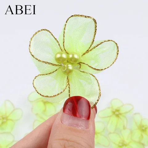 Искусственные цветочные головки из органзы ABEI, 30 шт.