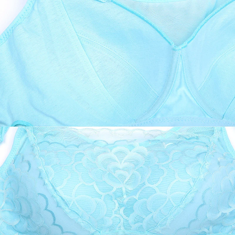 1022 Gathered Deep U Beautiful Back Lace Wrap Chest Vest Female No Steel Ring Underwear Skin Black Blue