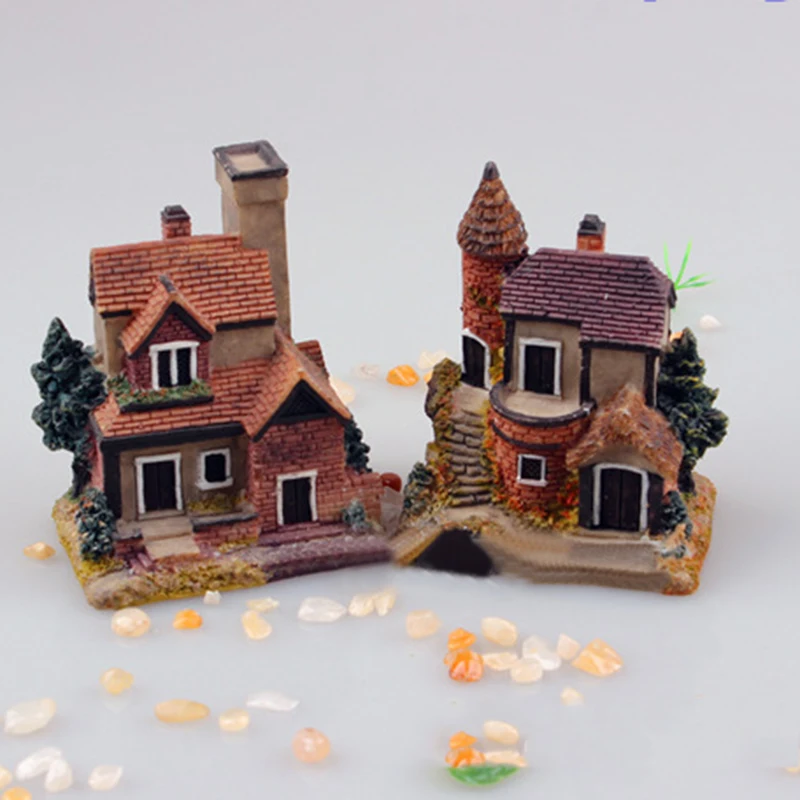 JX-LCLYL Resin Mini Fairy Garden Miniature Thatched House Landscape Micro Decorate Ornament